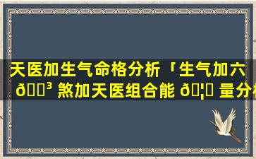 天医加生气命格分析「生气加六 🐳 煞加天医组合能 🦈 量分析」
